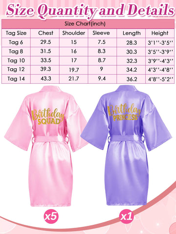 Sintuff 24 Pcs Kids Spa Party Supplies For Girls 6 Spa Party Robes 6 Tote Bags 6 Headbands 6 Spa Masks (Purple Birthday,Size 10)