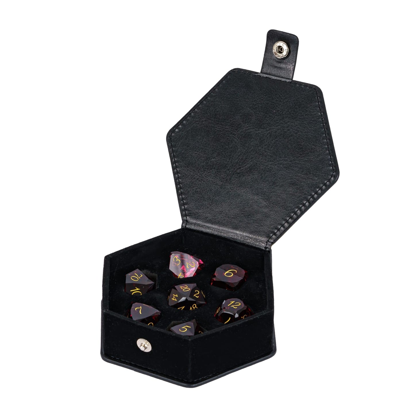 Udixi 7-Piece Red Glass Dnd Dice Set, Multifaceted Diamond-Cut Glass D&D Dice For Dungeons And Dragons Rpg Tabletop Games