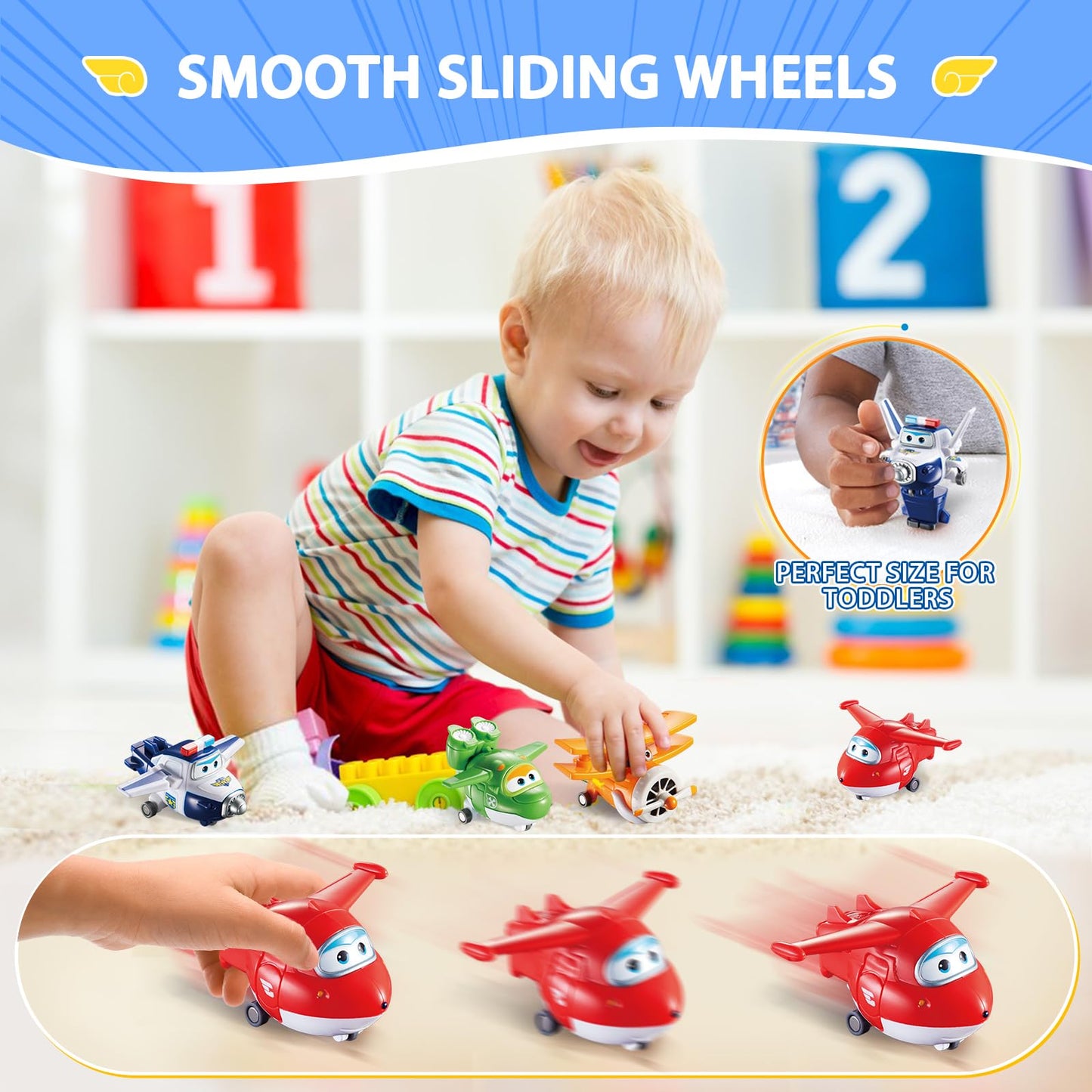 Super Wings 2' Transform-A-Robots 4 Pack Jett, Paul, Mira, And Grand Albert, Airplane Toys Mini Action Figures, Transformer Toys For 3+ Years Old Boys And Grils