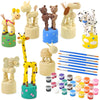 Vileafy Crafts for Kids Ages 4-8 - Wooden Animal Craft Kits with 24 Paint Pots & 8 Brushes, DIY Arts and Crafts for Boys and Gir