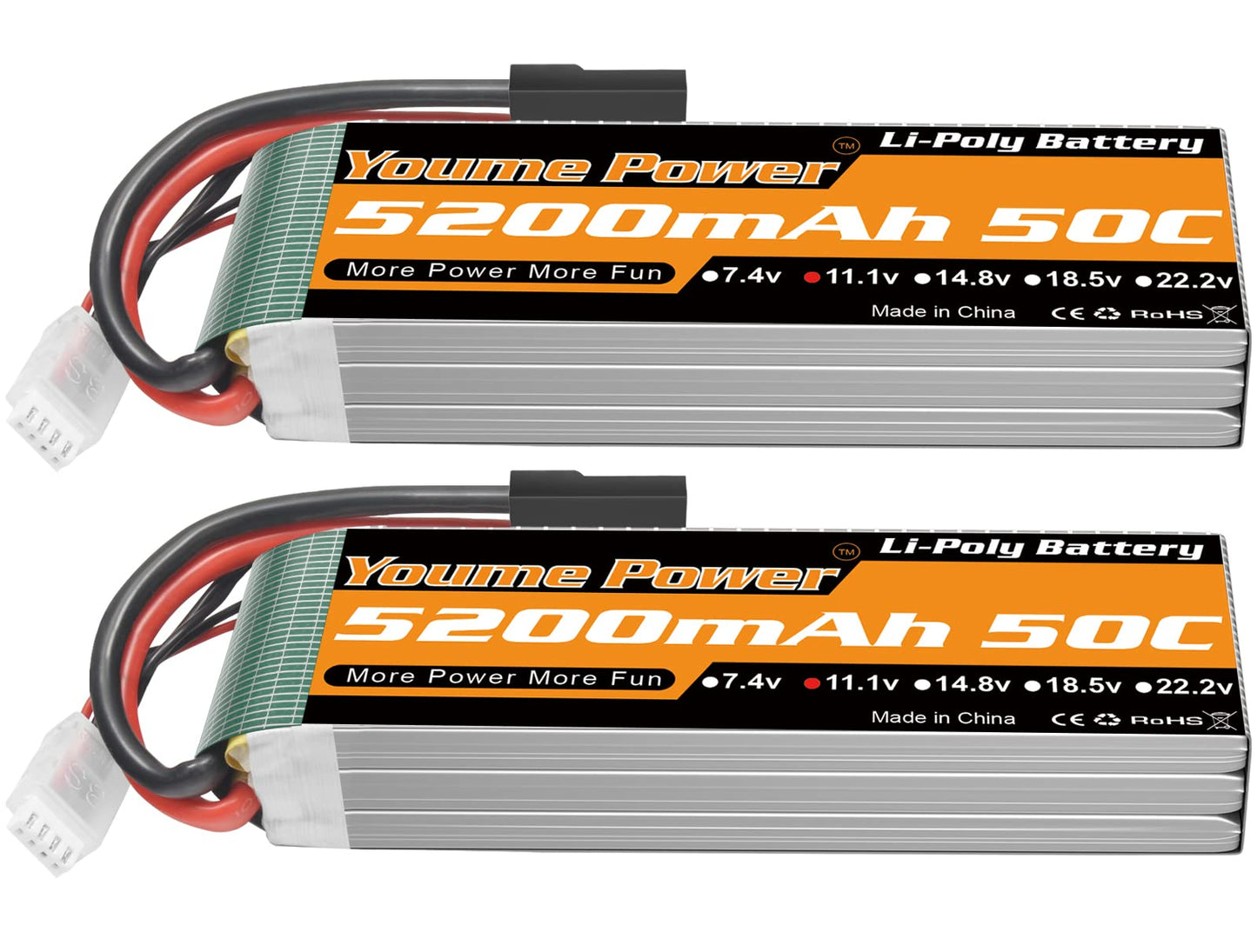 Nihewo 2S Lipo Battery, 7.4V RC Batteries 5200mAh 80C Hard Case with Tr Plug Compatible with 1/10 and 1/8 RC Car Vehicle Truck B