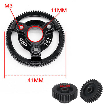 48P 76T Spur Gear Hardened Steel Transmission Gears With 27T 28T 29T 30T Pinions Gear 1/8 Inch 3.175Mm Hole Upgrade Parts For Tr