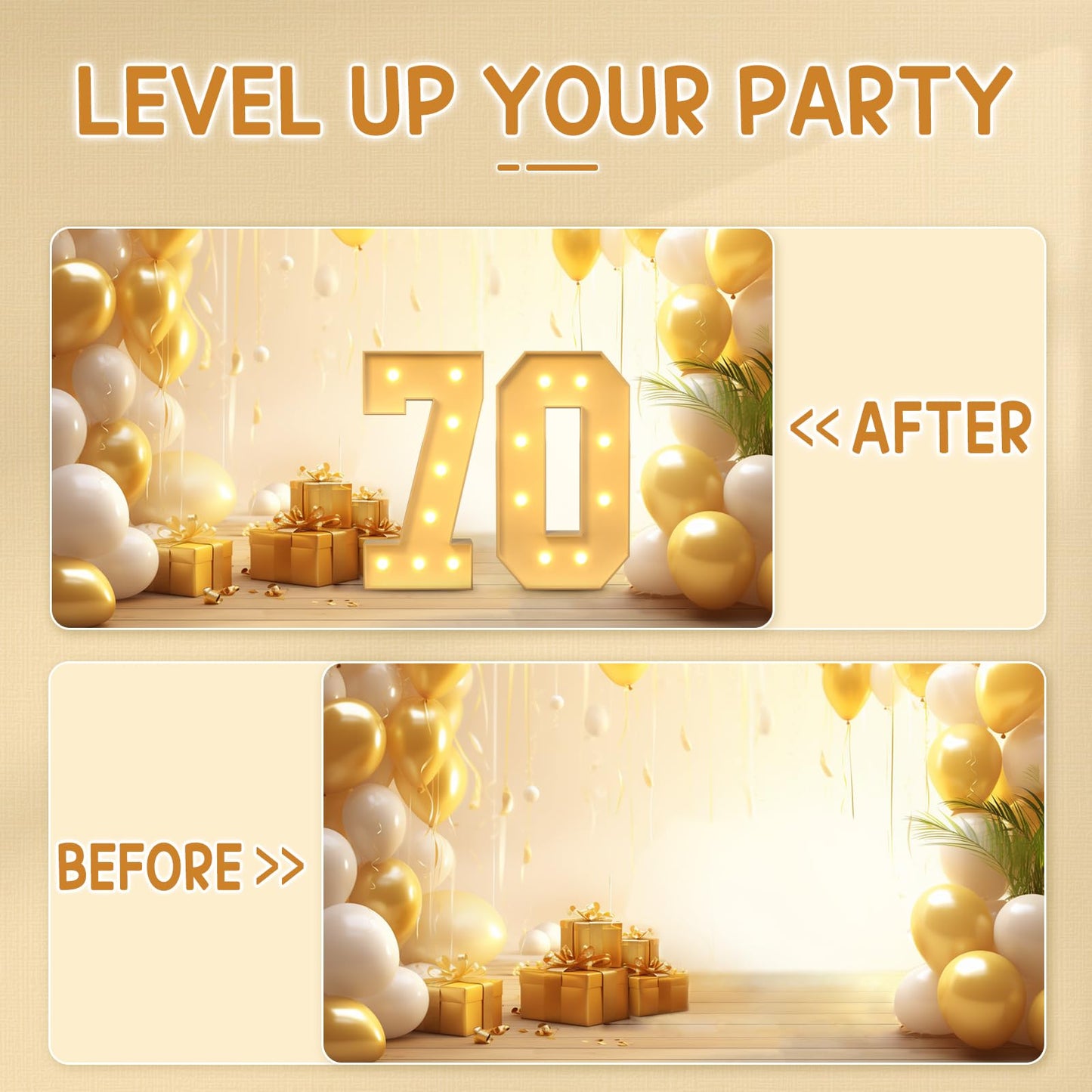 Imprsv 3Ft 70Th Birthday Decorations Numbers: 70Th Birthday Party Anniversary Decorations Large Light Up Numbers 70 For Men Wome
