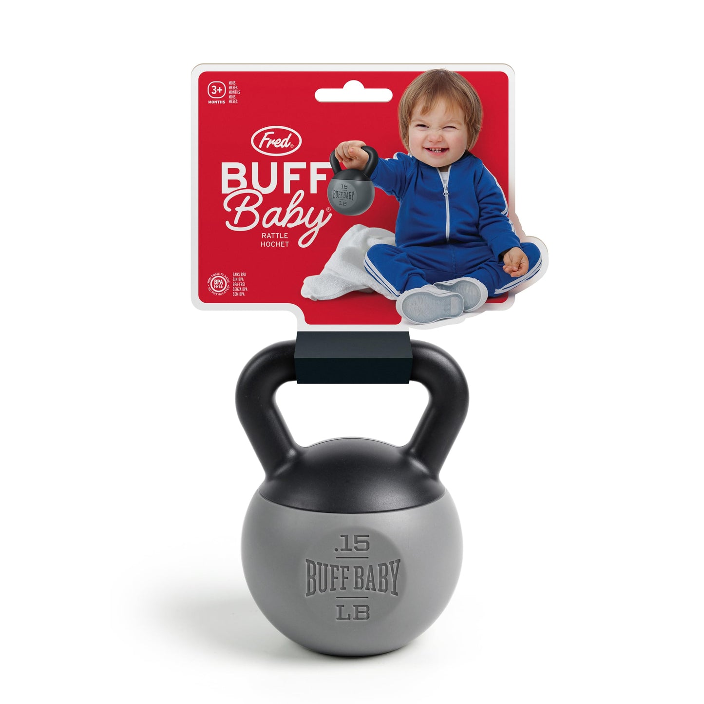 Genuine Fred Buff Baby Kettlebell Rattle, Engaging And Sensory Rich Toy, Lightweight And Easy To Hold, Fun Gift For Fitness Enth