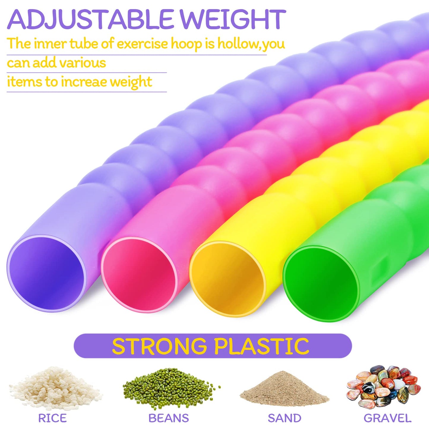 Vinsot 4 Pieces Toy Hoop Detachable Plastic Hoops Exercise Equipment Toy Adjustable Rings For Sports Playing Party Game Dance Pet Training