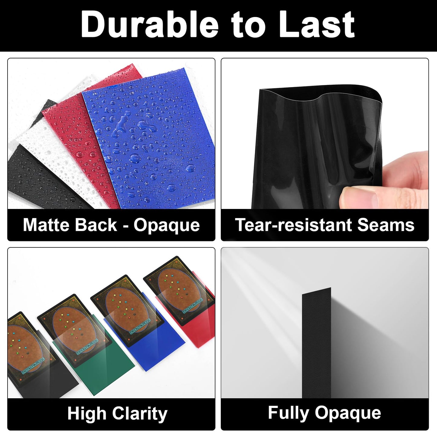 Standard Black Mtg Card Sleeves 500 Pack, Card Protectors Sleeves Matte Back Finish, Perfect Shuffling - Protect All Your Tradin