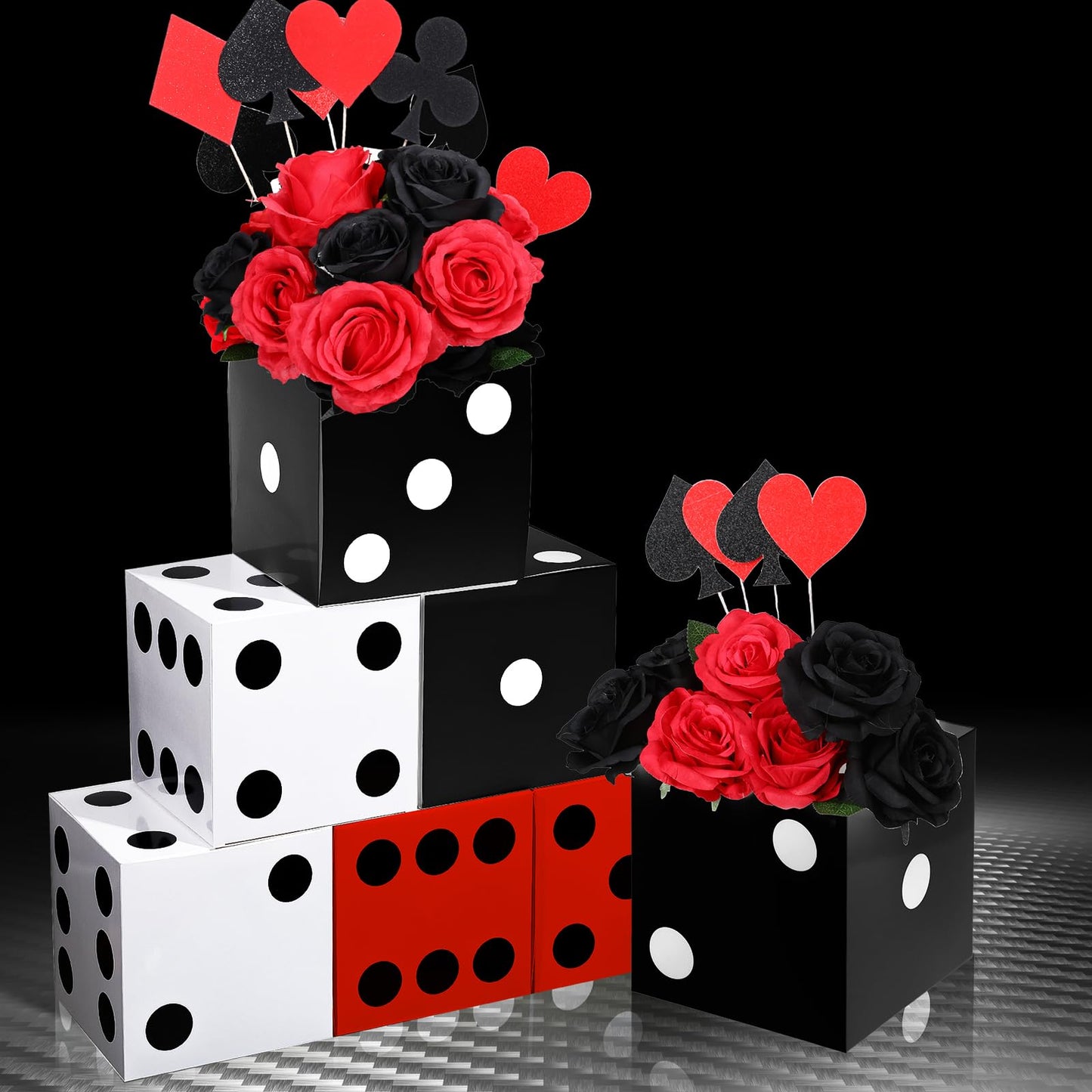 Sinmoe 6 Pcs Dice Favor Boxes Bulk 7 X 7 X 7 Inches Casino Themed Party Birthday Supplies Three Dimensional Dice Decor For New Y