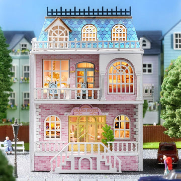 Diy Miniature House Kit, Cuteroom Wooden Dollhouse Kit Tiny House Making Kit With Furnitures, Diy Dollhouse Kit Gift For Women And Girls (Romantic Castle)