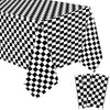 3 Sheets Black and White Checkered Tablecloths Racing Car Plastic Tablecloths Car Theme Disposable Party Tablecloths Racetrack R