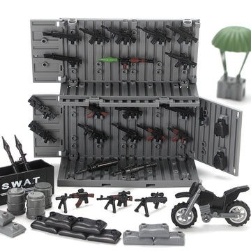 SWAT Team Military Accessories Kit 325 Pcs Pack Gear E.O.D Suit NVD Helmet Shipping Container protective coveringy Building Block Toy for Police Soldiers Compatible with Major Brands
