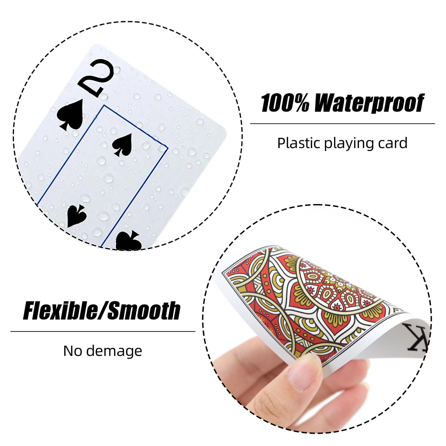 Metsyth Waterproof Playing Cards,Plastic Playing Cards,Deck Of Cards 2 Pack,Large Print Playing Cards For Adults Seniors,Poker C