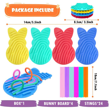 4 Pcs Easter Bunny Sensory Activity Board Toys Double-Side Silicone Fidget Toy For Kids Boys Girls Calming For Anxiety Easter Ba