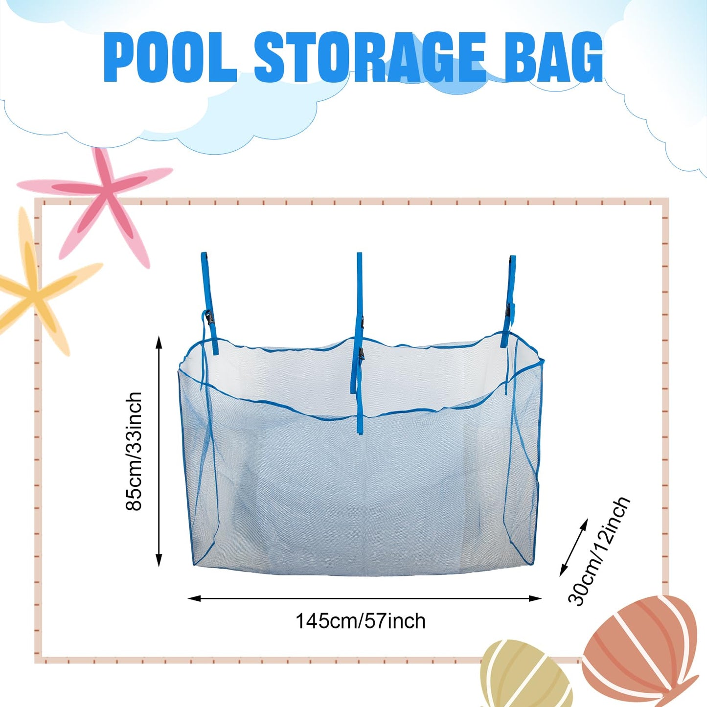 Pool Float Toys Storage Bag,Pool Float Organizer Hanging Mesh Bag For Balls,Floats,Water Inflatable Toy,High Strength Pool Toy S