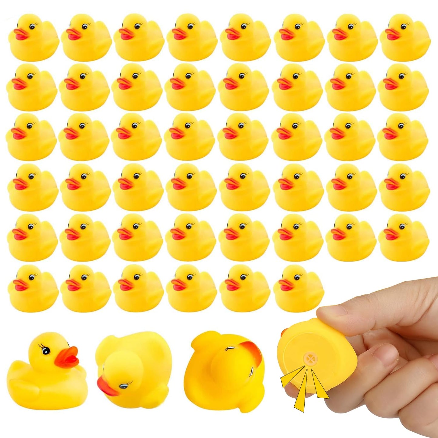 50Pack Mini Rubber Ducks, Rubber Duck Bulk Float Duck Baby Bath Toy, Shower Birthday Party Favors Gift Classroom Summer Beach Pool Party Games