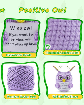 Jelutar Mini Funny Positive Potato, 3 Inch Knitted Doll With Positive Card For Cheer Up Gifts And Party Decorations, Cute Positive Potato Crochet Doll For Birthday Gifts (Positive Owl)