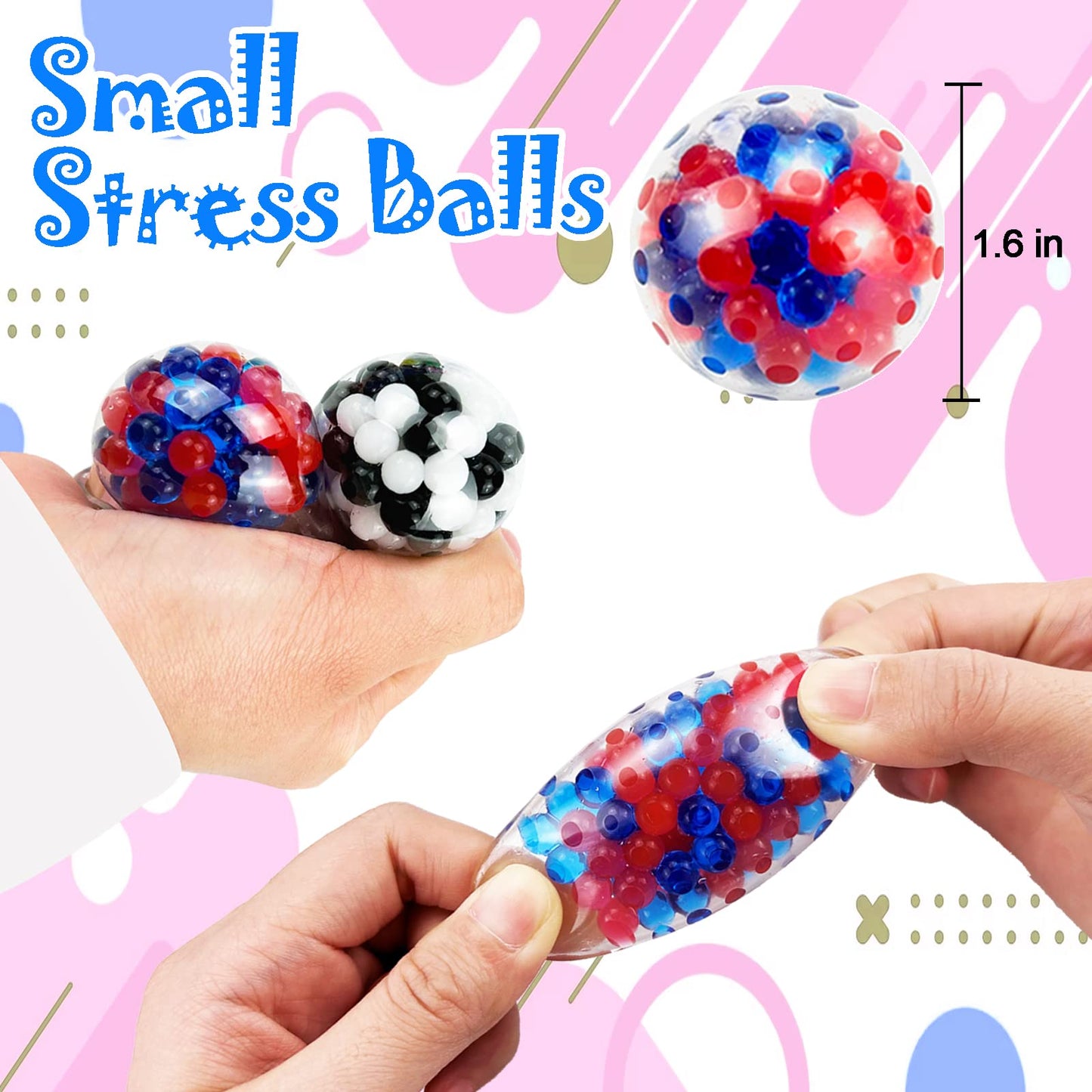 Stress Balls, Squishy Squeeze Balls Bulk, Small Sensory Balls, Adhd Stress Relief For Adults , Classroom Prizes, Party Favors, B