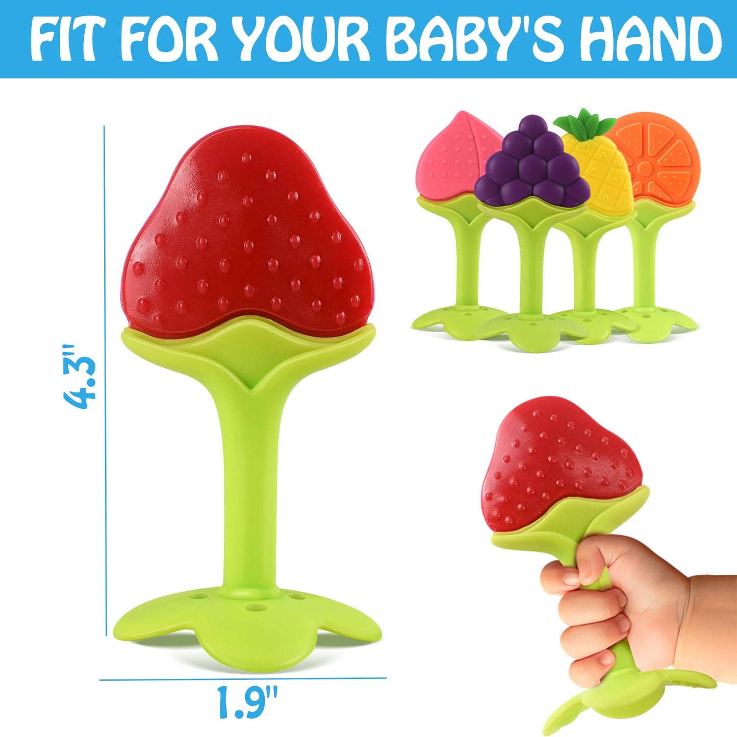 Tinabless Teething Toys - 5 Pack Infant Silicone Teethers, BPA-Free, Multicolor, Freezer Safe