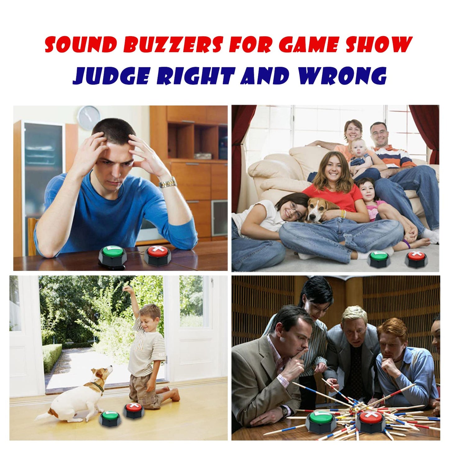 Anliky Right Wrong Button, Sound Buzzers Set Of 2 Assorted Colored Buzzers, Easy To Use Judge Right Or Wrong, Talking Buttons, U