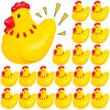 Mini Rubber Chickens Toys, 40Pcs Cute Chicks Squeak Bath Toy, Yellow Floating Rubber Chicken For Boy Girl Baby Shower Birthday P