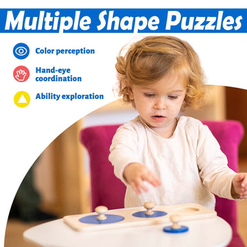 Montessori Shape Puzzle For Toddlers 1-3 - Learning Color & Shape Sorter,Baby Puzzles 12-18 Months With Jumbo Knob,Educational Toys Gifts For Boys And Girls (Multiple Shape Puzzles/Circle Puzzle)