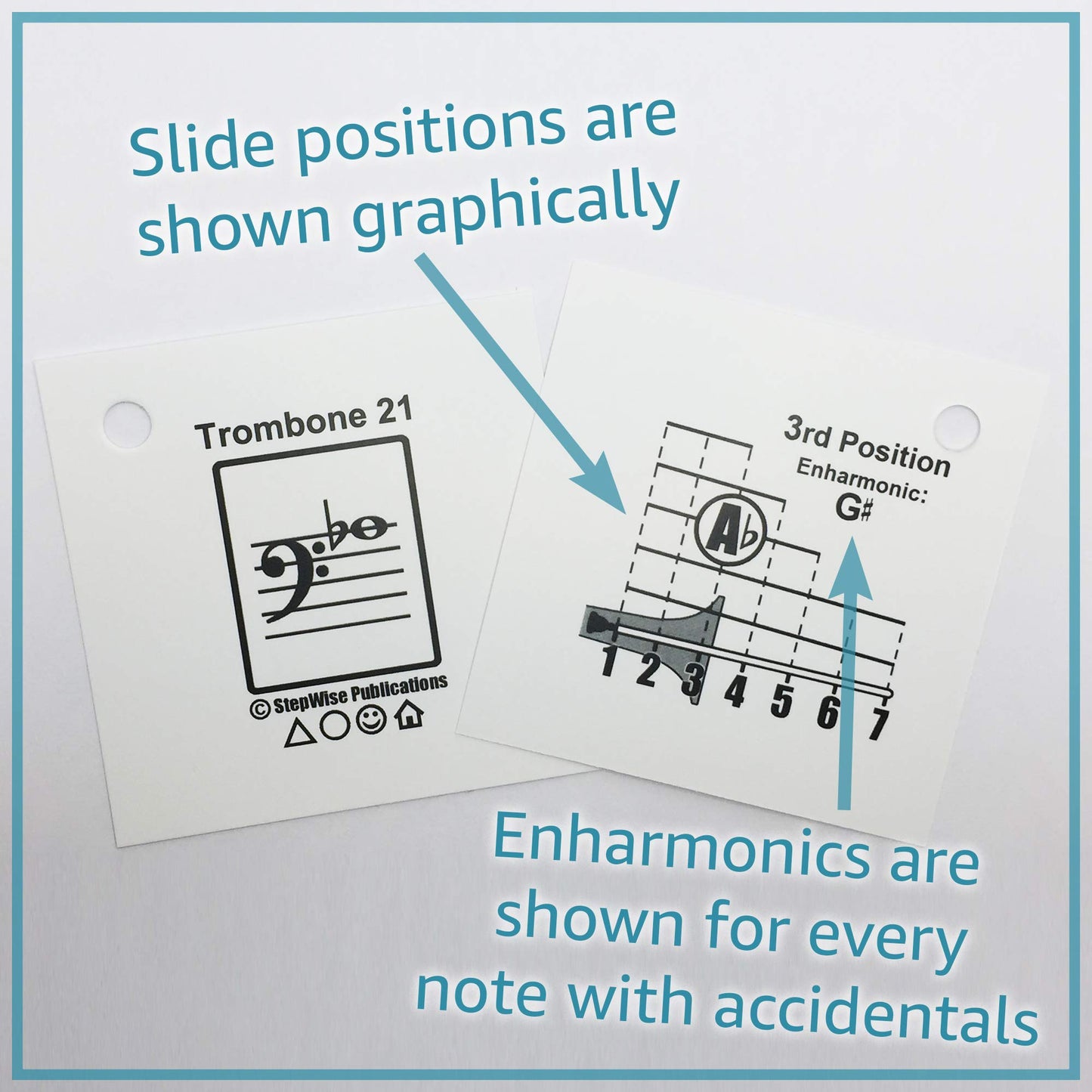 Stepwise Publications Music Flash Cards: Learning Games With Notes, Instrument Fingerings, & Music Theory (Trombone)