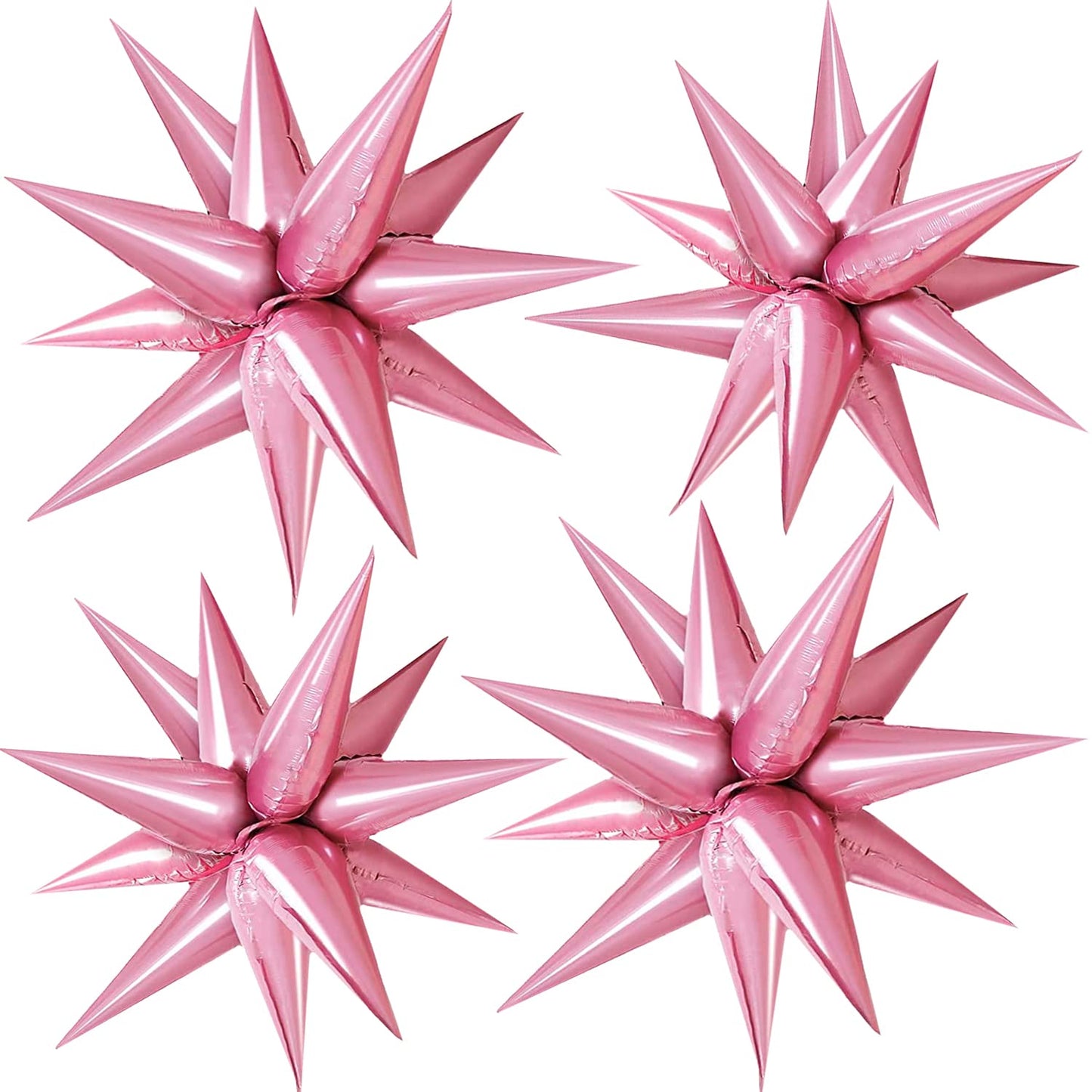 Funtoob Pink Star Balloons Metallic Star Foil Balloons Birthday Balloons Pink Star Cone Balloons Starburst Balloon Spike Balloon