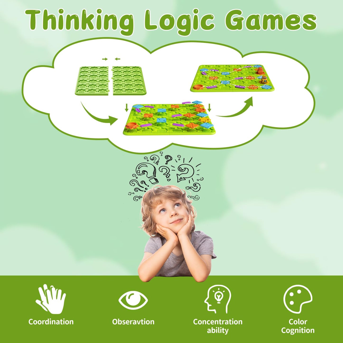 Brain Stem Activity Logic Kits, Board Teaser Games & Puzzles Toys With 200+ Challenges, 4 Difficulty Levels For Kids Ages 3-10,