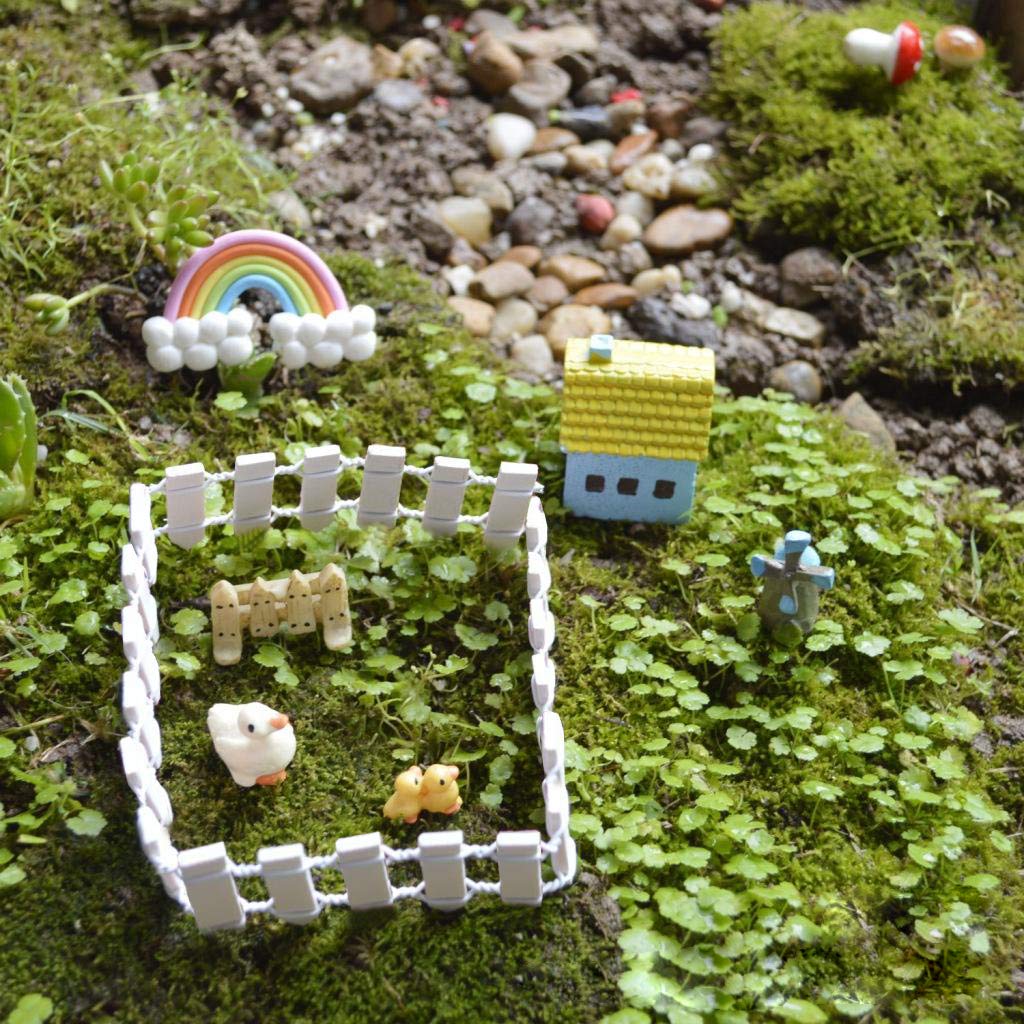 Ymeibe 35 Inch 2-Pack Miniature Fairy Garden Fence Wood Decorative Ornament Fence For Dollhouse Succulent Plant Pot Diy Diorama Project Height 2 Inch (Wood)