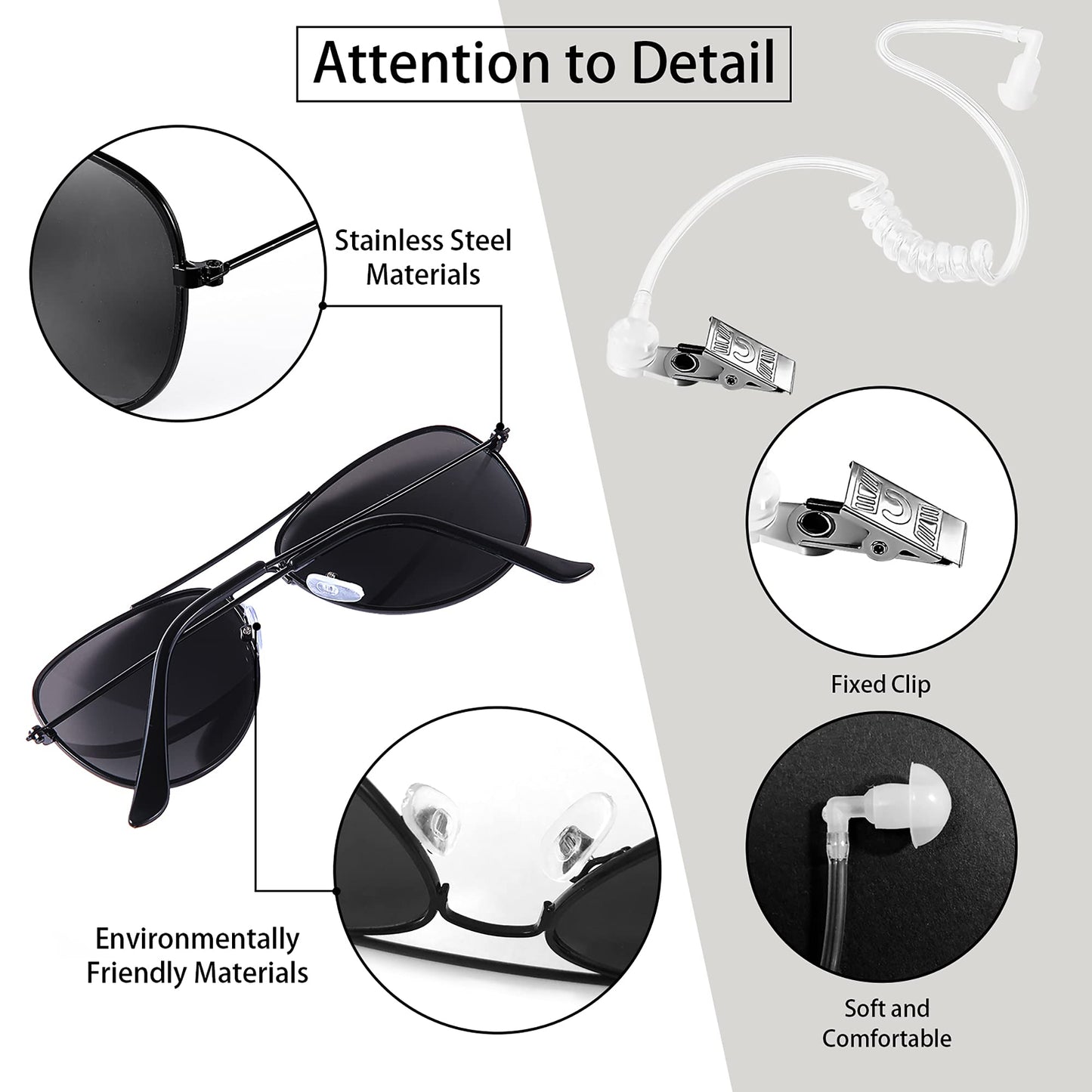 Boompark Ring Wedding Bearer Security: Ring Gifts Bearer Sun Glasses + Earpiece Cosplay + Ring Wedding Bearer Badge Police Fbi