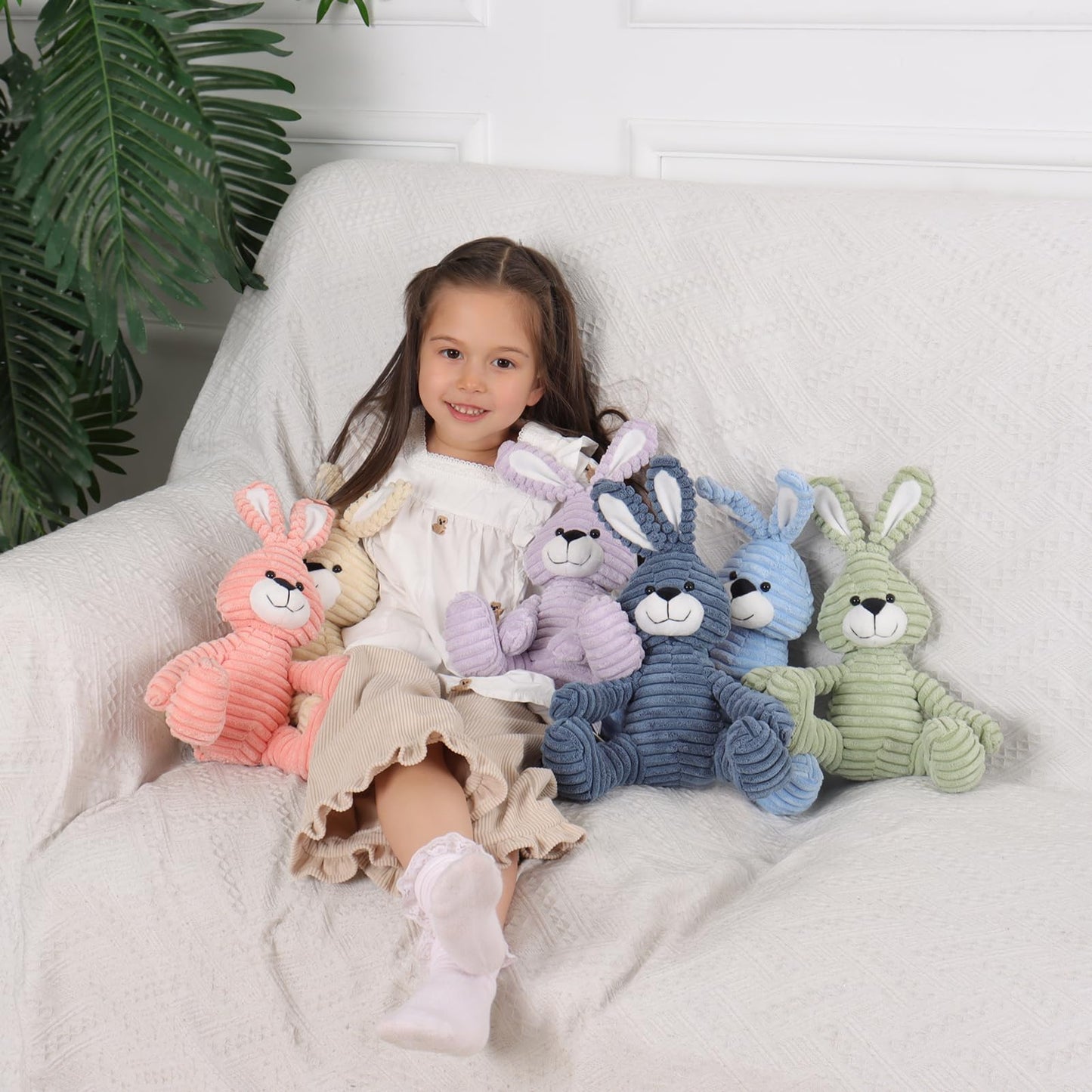 Apricot Lamb Plush Corduroy Rabbit Bunny Stuffed Animal, Beige, 8.5" Soft Cuddly Toy, Model 782937361019