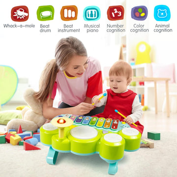 Marstone Baby Musical Toys Set - Piano Drum for 1-3 Years, Educational Learning, Green, Model 3502, Ideal Gift for Toddlers 0-2