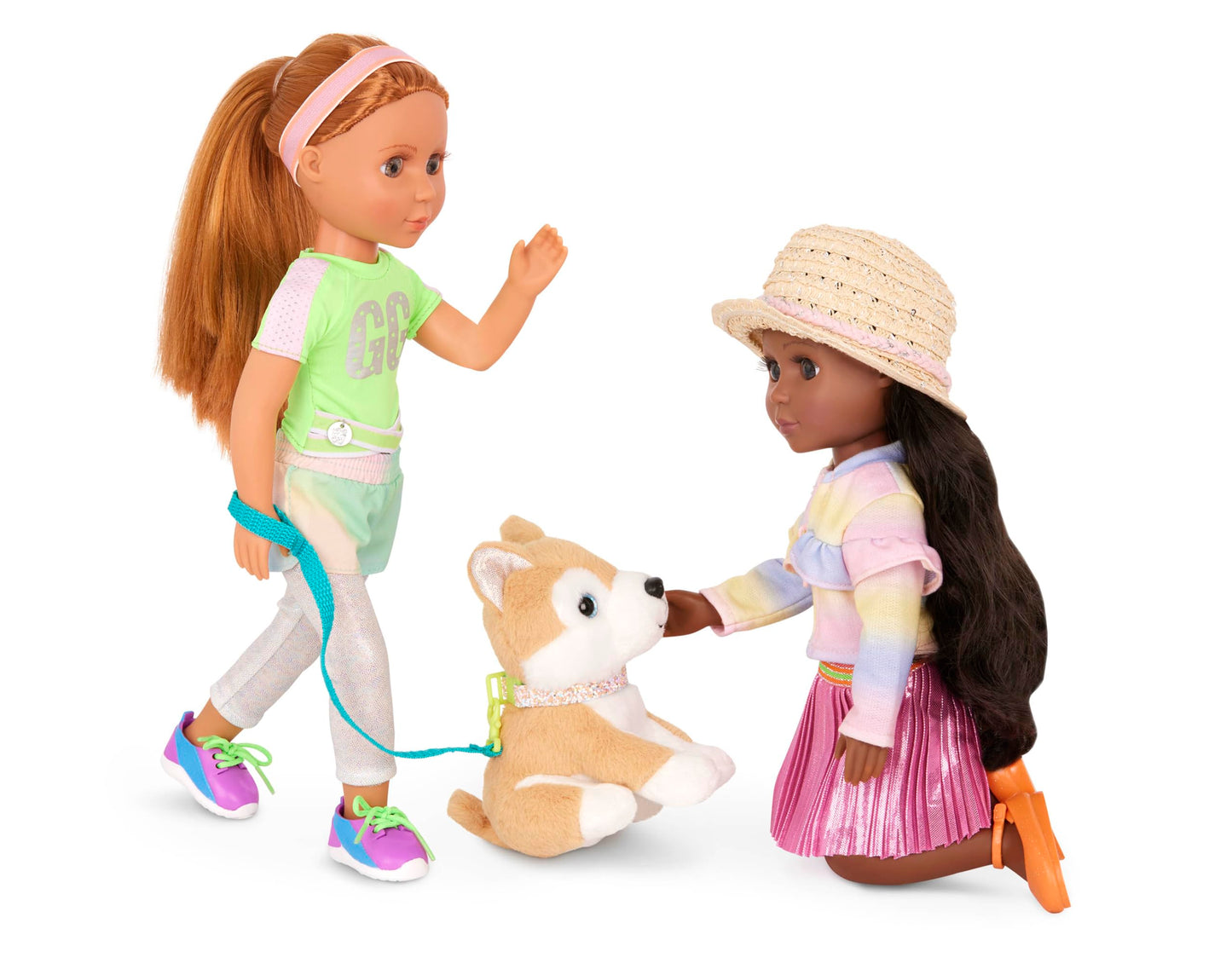 Glitter Girls - Lets Go for a Run Dog Walking Outfit with Leash, Collar, and Hair Band - 14-inch Doll Clothes and Accessories f