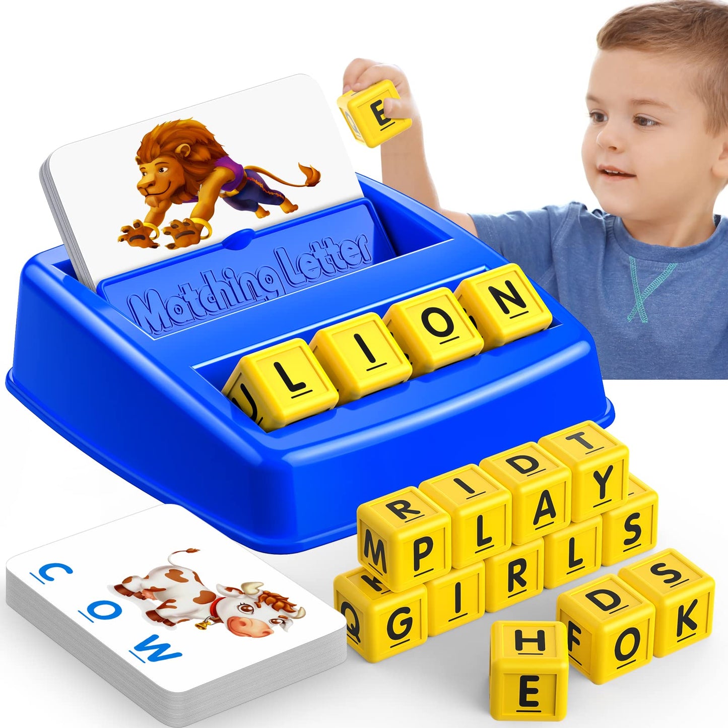 Easter Basket Stuffer Learning Games For Kids Ages 3-8, Matching Letter Game For Kids Toys Ages 3-8 Educational Toys For 3-8 Year Olds Boys Girls Birthday Party Gifts For 3-8 Year Olds Boys Girls Blue