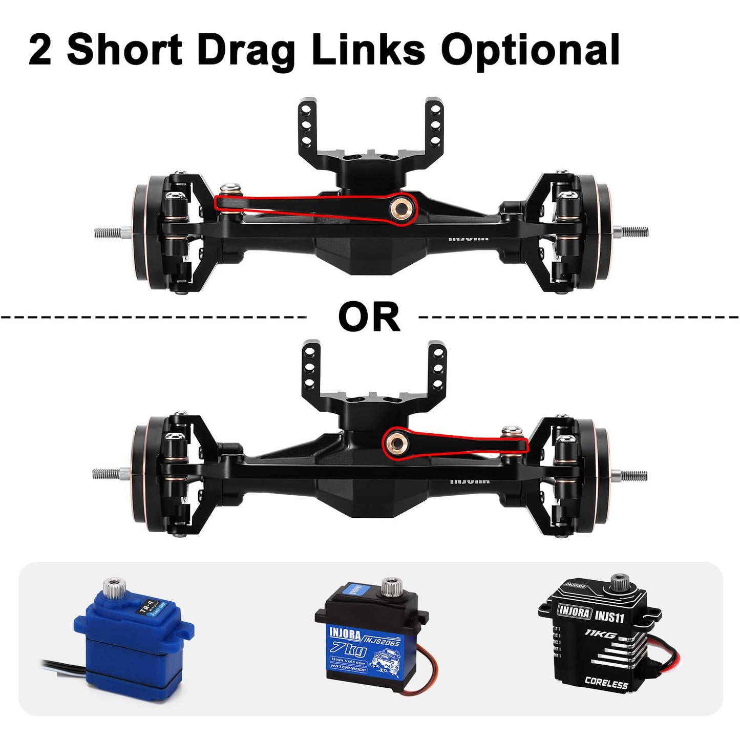 INJORA +4mm Diamond Axles with Brass Steering Knuckles for 1/18 RC Crawler TRX4M Upgrade