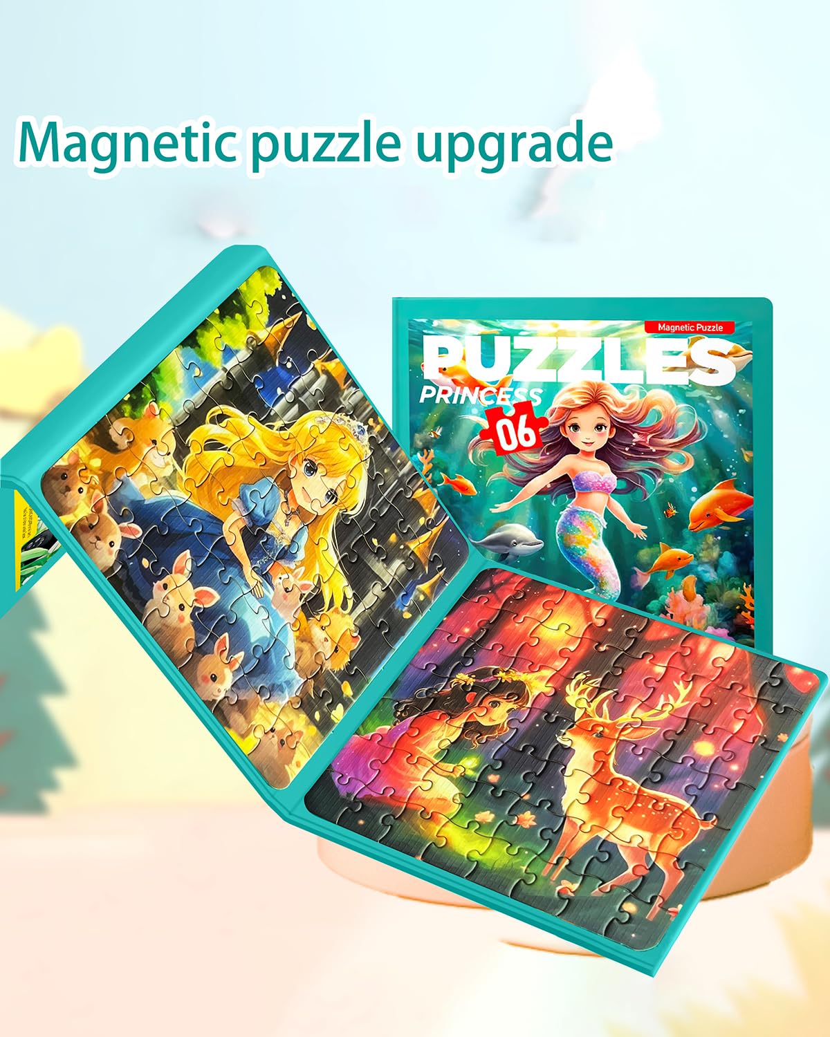 Magnetic Puzzles For Toddlers 4-6 Girls, Travel Puzzles For Kids Ages 3-5, 3 In 1 Dinosaurs Magnet Jigsaw Puzzle Book, Preschool
