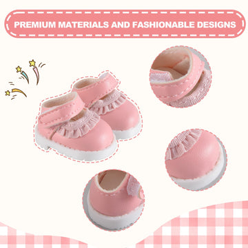 2025 New Version Doll Shoes 1 Pair enhanced Pink Laces Shoes Perfect Match for bubu Clothes Shoes for 15&17cm Doll Accessories