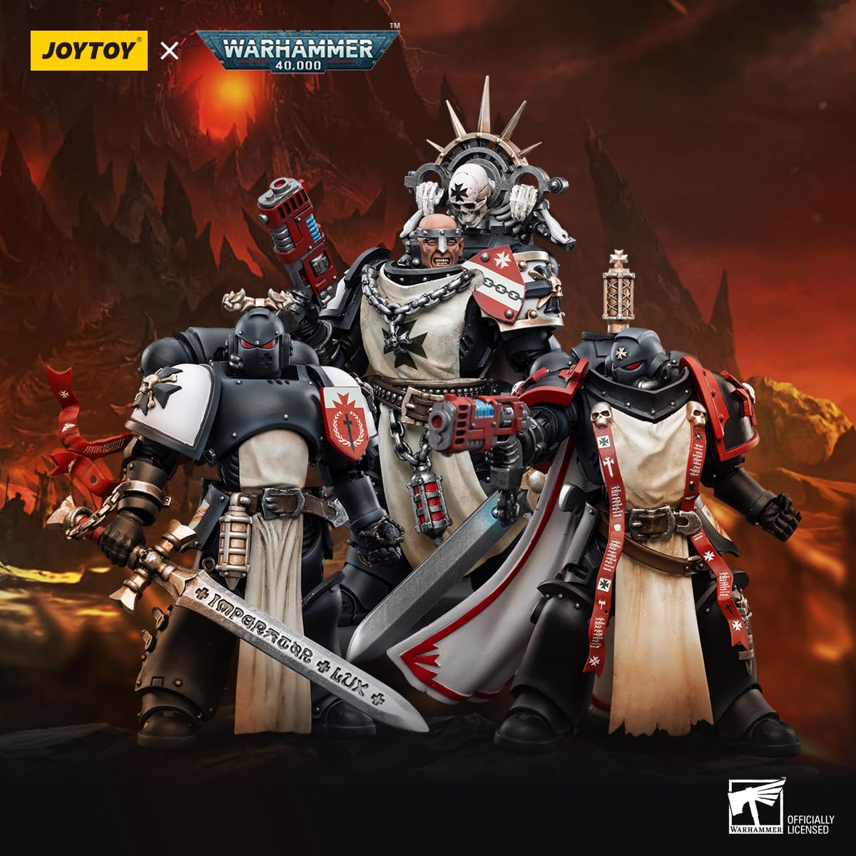 Beerise Joytoy 1/18 Action Figures - Warhammer 40,000 Black Templars Rolantus,Eberwulf,Baldeckrath - 3Pcs/5,Classic Character,Co