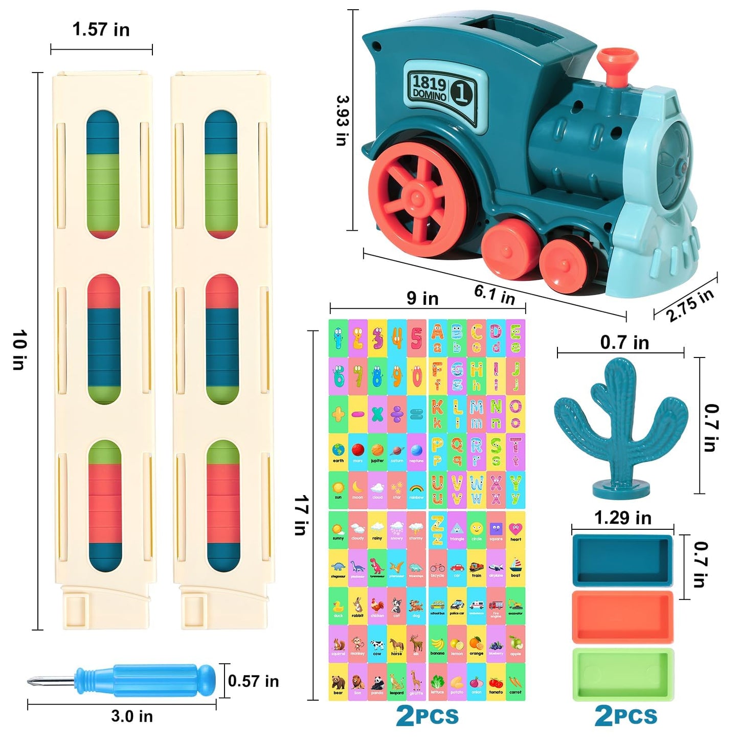200 Pcs Domino Train Toy Set With Stickers, Dominos Train For Kids Boys Girls, Electric Dominoes Machine Train Toy Set, Birthday