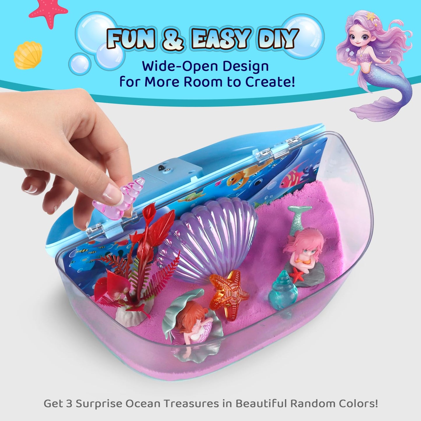 Mermaid Terrarium Kit Gifts For Kids - Diy Night Light Up With Remote - Sand Arts And Crafts For Girls Ages 4 5 6 7 8-12 + Year