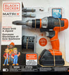 BLACK+DECKER Matrix Jr Power Drill & Jigsaw Toy - Plastic, Forward & Reverse Action, Kids Tool, Model 417372