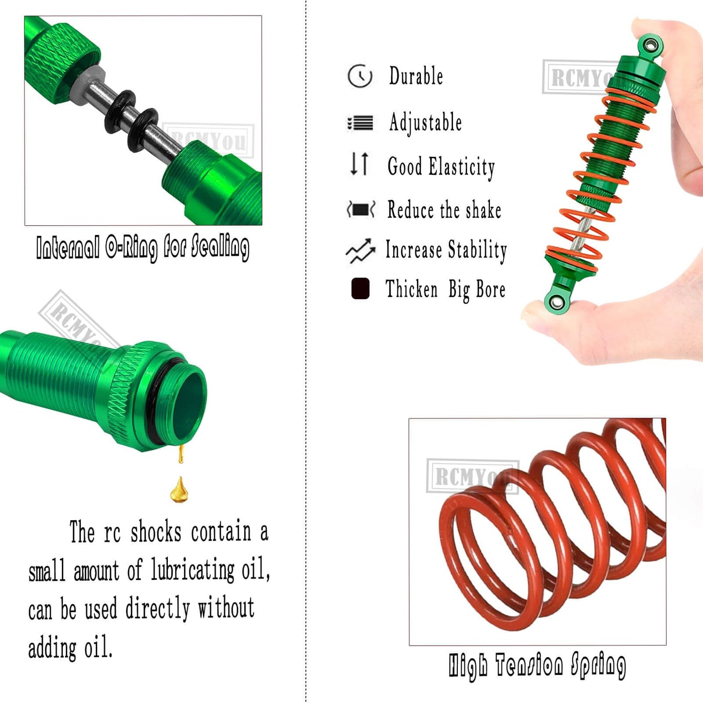 RCMYou Upgrades Part for 1/10 Slash 2WD,Rear Drive Shaft CVD & Front Axles,Alloy Front Rear Suspension Arm,Big Bore RC Shock Abs