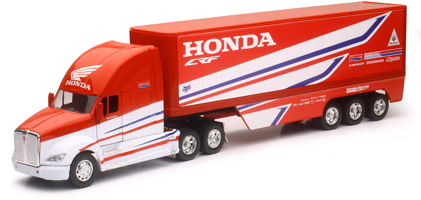 Kenworth Semi-Truck Red And White ''Team Honda Hrc'' 1/32 Diecast Model By New Ray