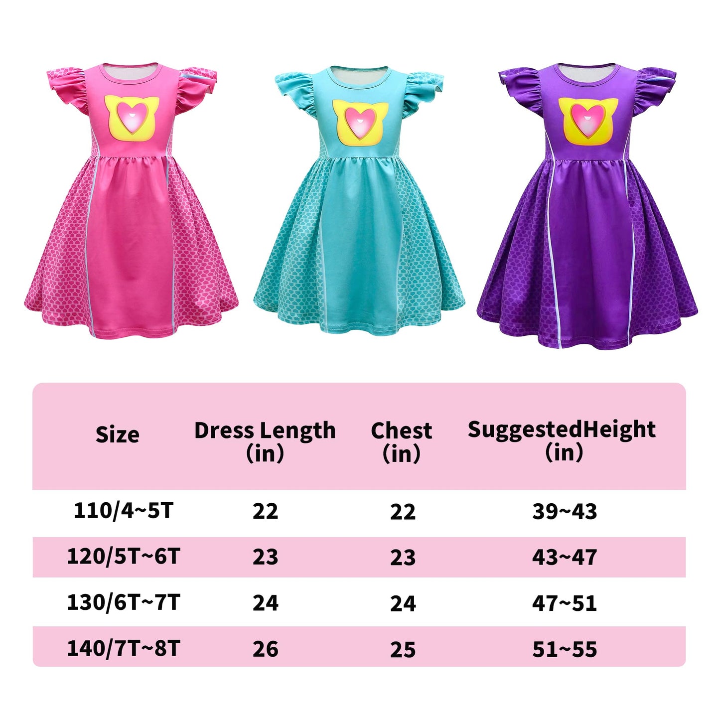 Yodison Superhero Dress Flutter Sleeve Casual Kitties Dresses For Halloween Birthday Party Cosplay With Accessories For Hero Fan