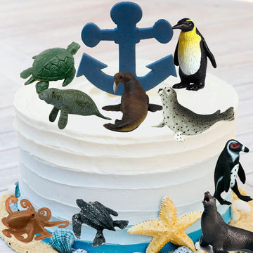 Higherbros 10Pcs Sea Animal Action Figures Toy For Kids, Great For Kids Stocking Stuffer, Bath Toys, Beach Toys, Cake Topper And