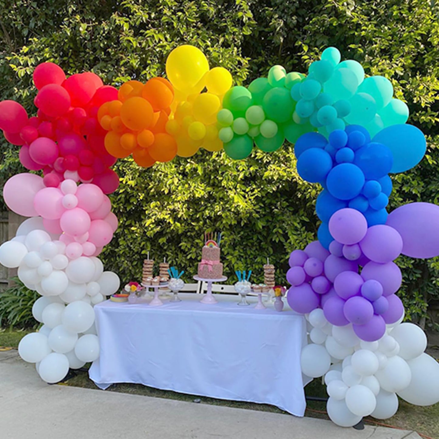 Nisocy Rainbow Balloons Arch Kit, 126Pcs 18In 12In 10In 5In Colorful Rainbow Balloons Different Sizes For Engagement, Wedding, B