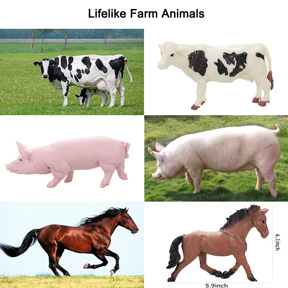 8 Pcs Big Animal Figurines Toys, Farm Realistic Plastic Animals Playset, Educational Preschool Learning Toy Playset For Kids Toddlers