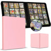 enhanced Card Binder 16 Pocket 1000+ Cards PU Cover Trading Card Binder Side Loading Card Collection Album Holder Folders for MTG TCG Game Cards & Sports Cards Kpop (light pink)