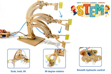 Pathfinders STEM Kit - Hydraulic Robotic Arm | Wooden Building Kit for Kids Ages 8-12 | Mechanical Engineering Toy | Hands-On ST