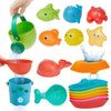 Baby Bath Toys for Kids 16PCS Mold Free Bathtub Water Play Toys with Floating Boats Bucket Watering Can Spoons and Storage Bag No Holes Animal Floating Pool Toys for Babies and Toddlers