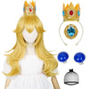 Princess Wig Blonde Wigs For Kids Girls, 22 Inch Long Golden Curly Kids' Cosplay Wave Wig With Crown Headband + Ear Clips + Broo